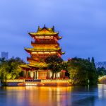The beautiful landscape of ancient architecture in Huaian, Zheji